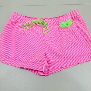 Vineyard Vines Pink White Striped Shorts Tassel Drawstring , Green Pokers XXS‎